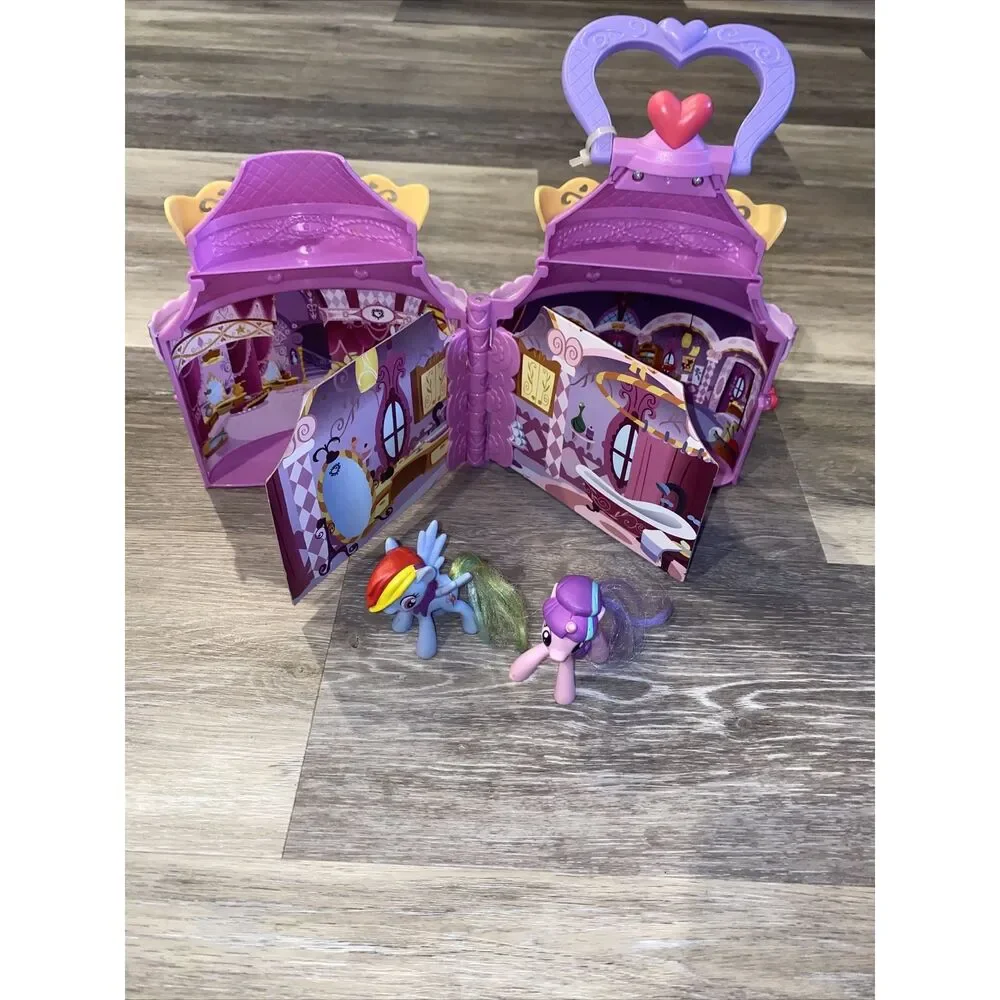 My Little Pony - Portable Castle House Case Flip Card Rooms - 2014  With 2 Ponys
